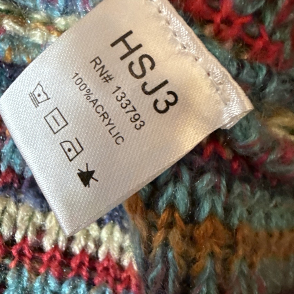 Pol Cardigan Sweater Small Chunky Knit Rainbow Stripe Duster Open Front Boho - Picture 8 of 10